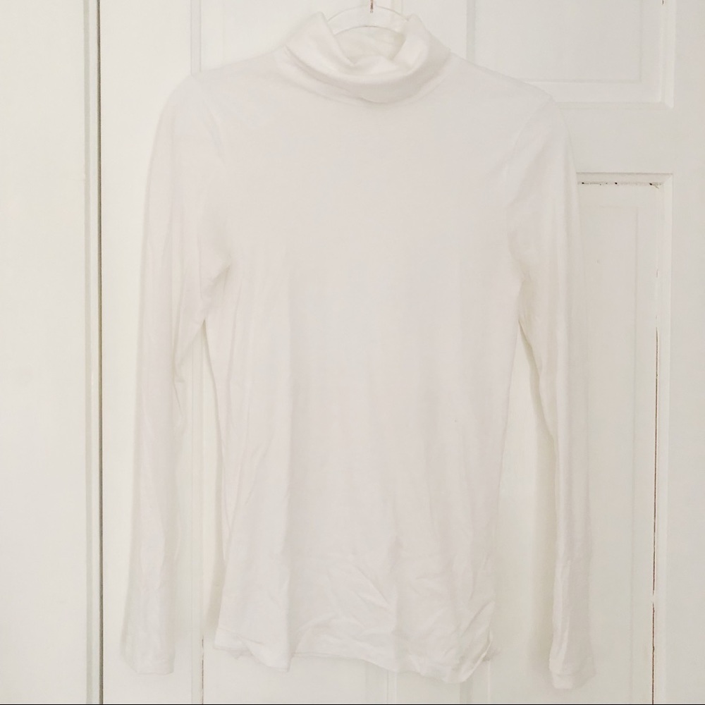 J. CREW White Tissue Turtleneck, S